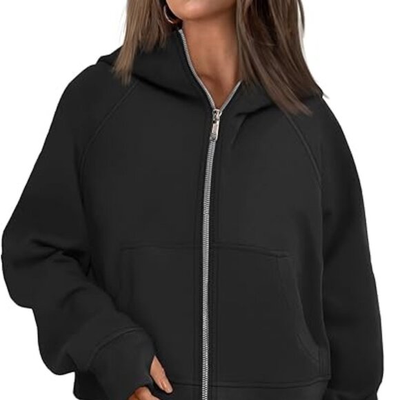 Automet Women's Sz S Black Zip Up Oversized Fleece Hoodie Jacket Sweater NWT - Picture 1 of 5